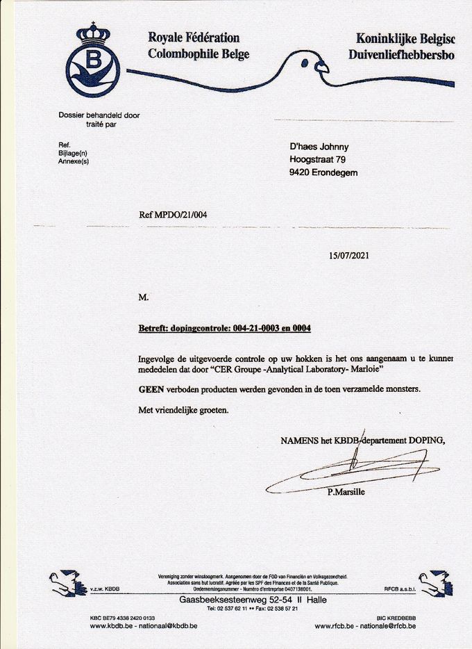  
 Doping Controle
Dat zijn super goede duiven .Johny heeft super rassen op zijn duiven hok. Met super goede verzorging aan zijn duiven. 